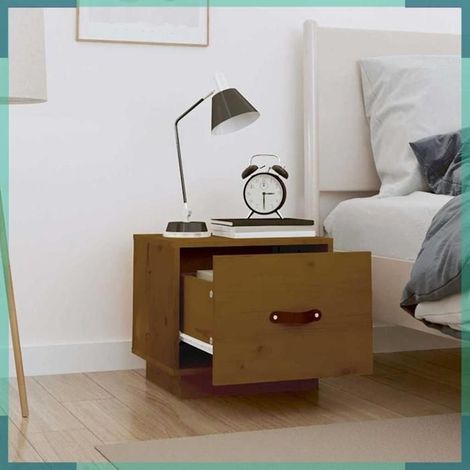 818291 Table de chevet Marron miel 40x34x35 cm Bois de pin solide (1/5)