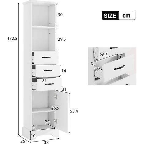 Kleiderschrank aus MDF in Weiß 38 x 26 x 172.5 cm HOMAIRE (1/5)