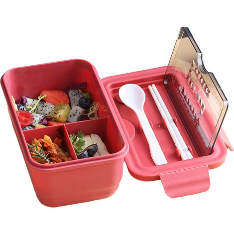 Boîte à lunch japonaise compartimentée, chauffante au micro-ondes, en plastique, portable, 1100 ml (1/5)