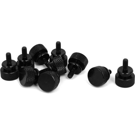 Vis moletées M3,5 x 7 mm, entièrement filetées, noires, pour couvercle d'ordinateur PC (lot de 10).