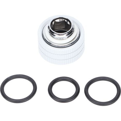 Raccord de tube rigide 14mm filetage G1/4in, embout de compression hexagonale intérieure avec joints d'étanchéité, pour système de refroidissement liquide PC, blanc (1/5)