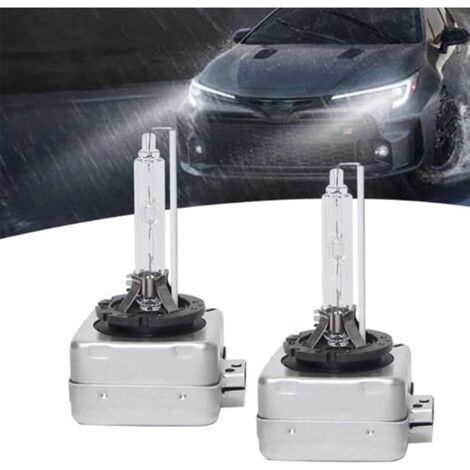 D1S-Autolampen, kaltweiß 6000K, ultrahelle Scheinwerfer mit Haltering und Metallsockel, Plug-and-Play-Ersatz für Abblend- und Fernlicht, universell für PKWs (ar