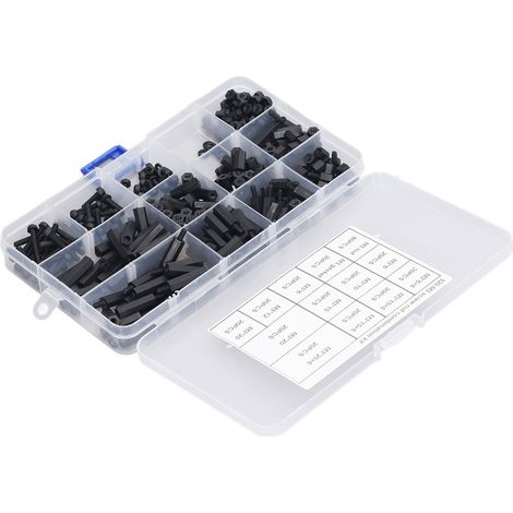 320-teiliges Sortiment an Sechskantschrauben-Distanzstücken M3 aus Nylon (Außen- und Innengewinde) mit Aufbewahrungsbox (1/5)