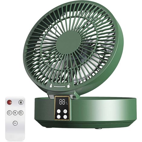 Refroidisseurs d'air de bureau USB avec fonction minuterie,batterie 4000 mAh,rotation automatique à 120°,ventilateur de bureau à 3 vitesses,ventilateur de bureau avec lumière LED (1/5)