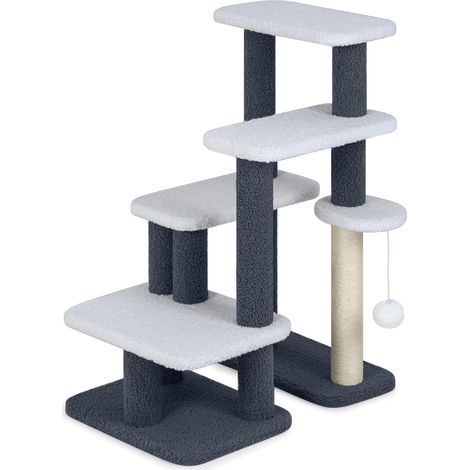 COSTWAY Scala per Gatti, Albero per Gattini con Gradini e Tiragraffi in Sisal, 3 Ampie Piattaforme, Torre a 4 Gradini per Gattini per Letto Alto, Divano e Poltrona (1/5)