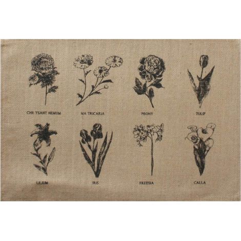 Set de table en toile de jute botanique noir (1/2)