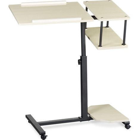Tavolo per computer portatile regolabile con ruote superfici inclinabili 77 x 40 cm in MDF beige 130005839