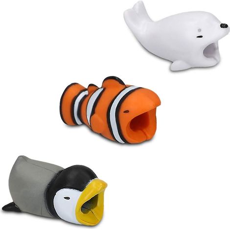 Protège-câbles de charge multicolores à motifs d'animaux mignons - Compatibles avec Apple iPhone, iPad et iPod (lot de 3) (1/5)