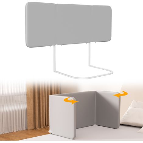 Jiubiaz Klappbares Bettgitter 120 cm, Grau, höhenverstellbar 0-30 cm, für Matratzen 8-30 cm 2pcs (1/5)