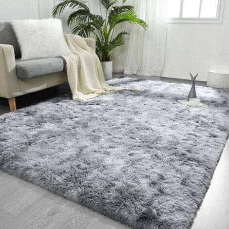 Tapis de Salon Shaggy Lavable, 200x300 cm Carpet Moderne Antidérapant Intérieur Longs Moelleux Tapis, Longues Soft Tapis Grand Tapis pour Salon Chambre Couloir (Gris, 200x300 cm) (1/5)