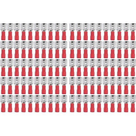 100 connecteurs plats isolés en cuivre et PVC pour raccordements électriques domestiques à sertir, 22–16 AWGGFDD (1/4)