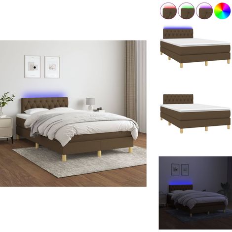 Boxspringbett mit Matratze & LED Dunkelbraun 120x200 cm Stoff - Boxspringbett - Doppelbett - Lattenrost - Bettrahmen - Schlafzimmermöbel (1/5)