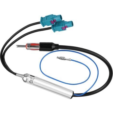 Adaptateur d'Antenne Stéréo pour Autoradio,Adaptateur d'Antenne Double Câble à Mâle Amplificateur de Signal pour Tous Les Modèles avec Connecteur Double Fakra (1/5)
