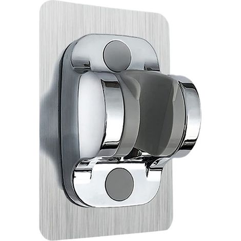No Drilling Shower Head Holder, Wall Mounted Shower Head Holder with Adjustable Angle, Waterproof, Strong Adhesive, Universal Shower Holder for Bathroom (Silver) (1/5)