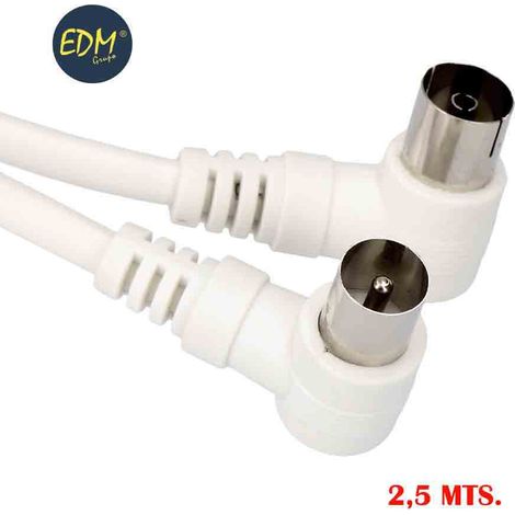 Prolunga TV angolata 9,5 mm 2,5 m confezionata EDM bianco