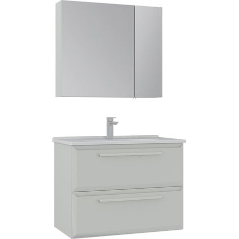 Waschtisch-Set mit Spiegel (2-teilig) "Nuvola 80 v2" – 80 x 50 x 62 cm – Cashmere (1/3)