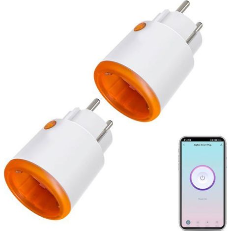 Prises intelligentes-Prise connectée Zigbee avec compteur et minuterie,hub Zigbee requis,prise 16 A,compatible avec Alexa(lot de 2) (1/4)
