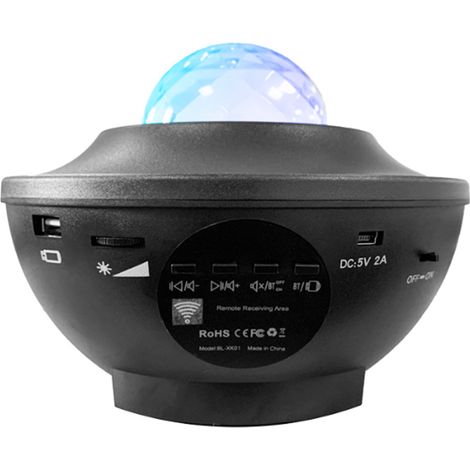 Lámpara proyector con forma de estrella, Bluetooth y altavoz USB para crear un ambiente musical óptimo. Lámpara de mesilla LED con forma de estrella. (1/5)