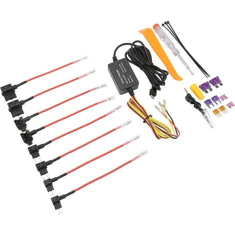 Kit de câblage pour caméra embarquée, adaptateur 12V–28V vers USB 5V avec protection contre la surchauffe, pour caméra de rétroviseur et appareil de navigation GPS.