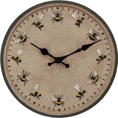 Horloge de jardin ronde de 30 cm (12 pouces) étanche IP44, horloge murale décorative abeille, horloge d'extérieur/de cuisine - FFY (1/4)