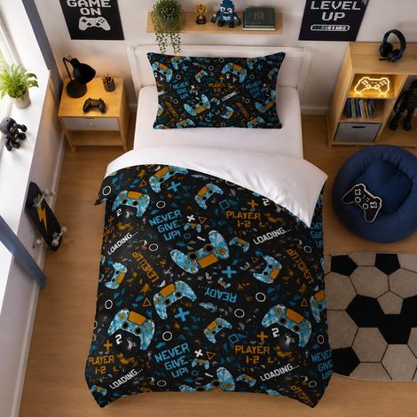 Parure de lit pour enfant garçon - 135 x 200 cm - Avec fermeture éclair - En microfibre - Housse de couette avec taie d'oreiller de 80 x 80 cm (1/5)