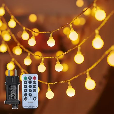 Guirlande Lumineuse à Piles/USB, 6m 40 LED, Étanche IP44, 8 Modes, Décoration Noël, Halloween, Jardin,Guirlande Intérieur/Extérieur à Batterie (Blanc Chaud)
