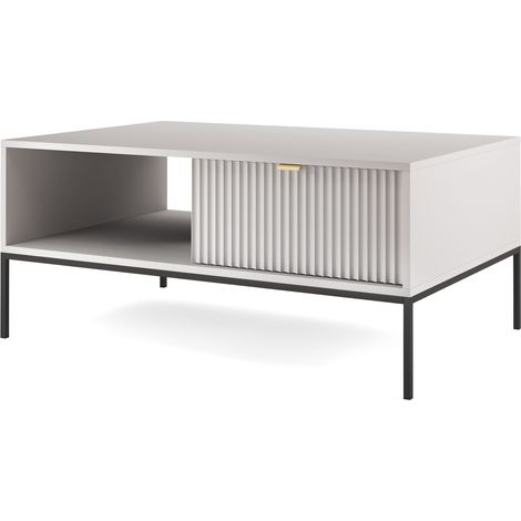 Selsey VELLORE - Couchtisch Wohnzimmertisch mit Schublade, Grau, 104x68 cm (1/5)