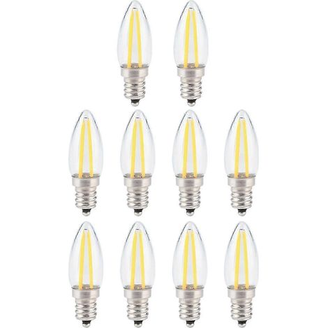 Lot de 10 ampoules LED à filament long E12, petites, dimmables, 1,5 W, AC110 V, pour éclairage domestique (Édition 0428) (1/5)