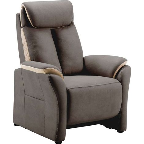 Fauteuil Fixe New Nobuck Gris Foncé et Beige - COIMBRA (1/2)