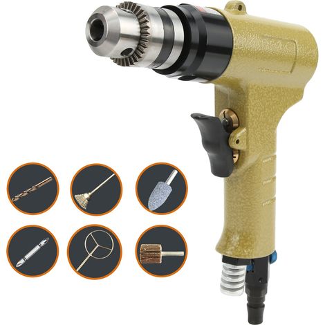 10-mm-Druckluftpistolenbohrmaschine, pneumatische Pistolenbohrmaschine, pneumatische Bohrmaschine mit Vorwärts-/Rückwärtslauf, 3/8"-Druckluftbohrer, KP-550N-Druckluftbohrmaschine (1/5)