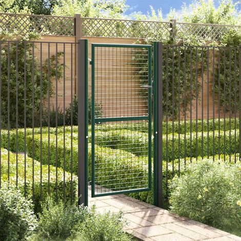 Puerta de valla de acero 100 x 175 cm verde