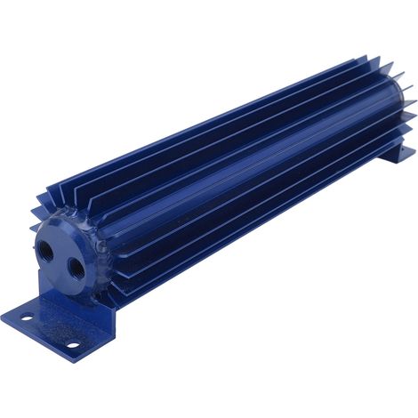Refroidisseur de transmission à double canal de 12 pouces, radiateur de transmission à double canal à ailettes en aluminium anodisé, type universel, convient aux voitures et aux camions, bleu. (1/5)