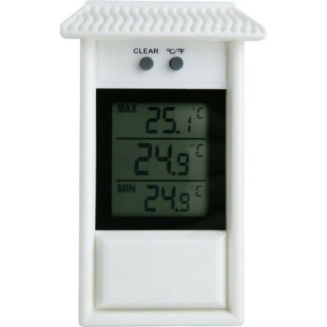 Sollbry Termómetro digital para invernadero, montaje en pared, resistente al agua, temperatura máxima y mínima para interior y exterior (blanco) (1/5)