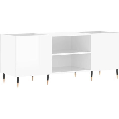 Maison Exclusive - Mueble discos madera contrachapada blanco bril