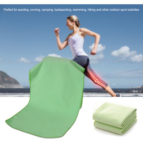 Serviette extra-large, super absorbante et à séchage rapide, idéale pour le sport, le camping, la randonnée et la natation (verte) (1/5)