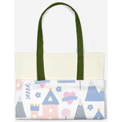 Sac Shopping - Coton - 70 x 34 x 1 cm - Porté Épaule - Vert - 1 Pièce (1/4)
