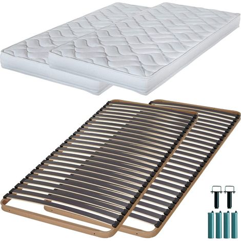 Matelas mousse + Sommier métal C224 2x90x190 Melissa - Hauteur 13 cm - Soutien ferme (1/5)