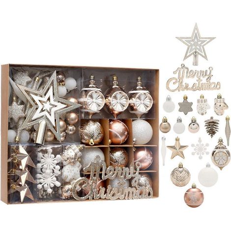 70-teiliges Set Weihnachtsbaumschmuck aus Kunststoff, bunte Weihnachtsbaumdekorationen zum Aufhängen