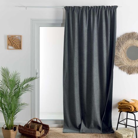 Homemaison – Rideau occultant thermique phonique 140x260 cm – Isolation 13 fois supérieure – Finition galon fronceur – 100% polyester gris anthracite