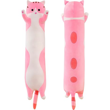 Lange Katze Kuscheltier Stofftiere Katzen Plüsch Kisse Süße Kätzchen Plüschtier Schlafkissen,Weiche Lange Katze Kuschelkissen - Rose 70cm