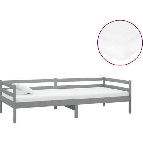 Maison Exclusive - Tagesbett mit Matratze 90x200 cm Grau Kiefer M