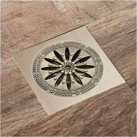 Drain de douche carré en acier inoxydable 304 – Siphon de sol anti-odeur 10 x 10 cm – Pente interne pour drainage efficace (1/5)