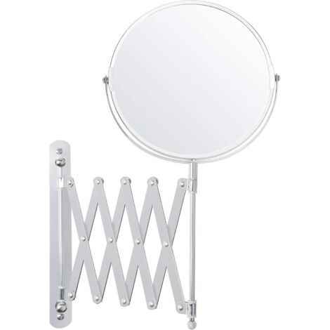 Miroir Grossissant Mural Extensible et Pivotant à 360° - Grossissement x3-17,5 x 18,5 cm - Mirroir Murales Salle de Bain Double Face en Acier Inoxydable pour Maquillage et Rasage (1/5)