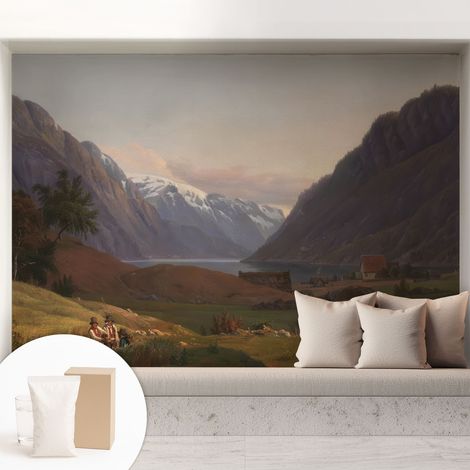 Papier peint intissé avec imprimé pour intérieur moderne application facile a motif - Colle incluse gratuite Panorama montagneux 208x146 cm (1/5)