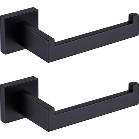 Porte-papier toilette noir mat, pour salle de bain et cuisine, en acier inoxydable, design carré moderne, lot de 2 (1/5)