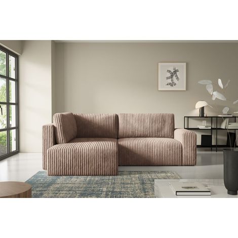 Ecksofa mit Schlaffunktion NATALIA XL in Stoff Tilia Beige Ottomane Links