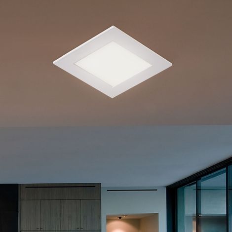 Spot encastrable LED Panneau encastrable plat LED Spot encastrable rond Plafonnier LED blanc, aluminium, 3W 130lm blanc chaud, LxPxH 8,4x8,4x1,2cm (1/5)