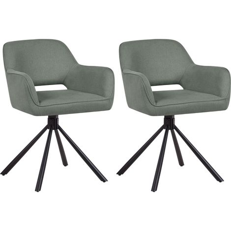 Set of 2 Dining Chairs Swivel LOURES Dark Green (1/5)