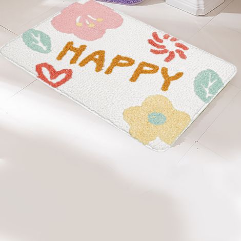 Tapis de sol à motifs de dessins animés pour salle de bain, toilettes, cuisine, douche, entrée, chambre, blanc et coloré (1/5)