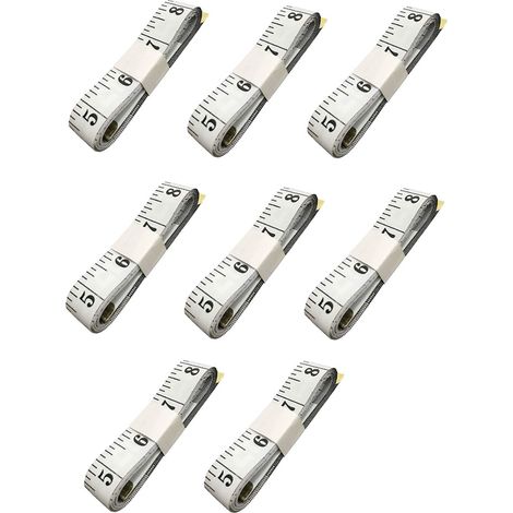Lot de 8 mètres ruban souples à double échelle pour la couture, les travaux manuels et la prise de mesures corporelles médicales, 150 cm (60 pouces).
